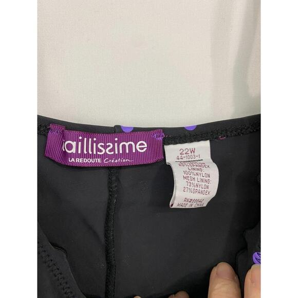 TAILLISSIME Womens Grey Purple Polka Dot V Neck One Piece Swimsuit 22W - Picture 4 of 8